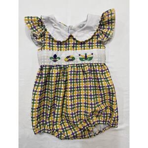 Girls Toddler 2T Mardi Gras Outfit For Parades Mask King Cake Fleur Dis Lis